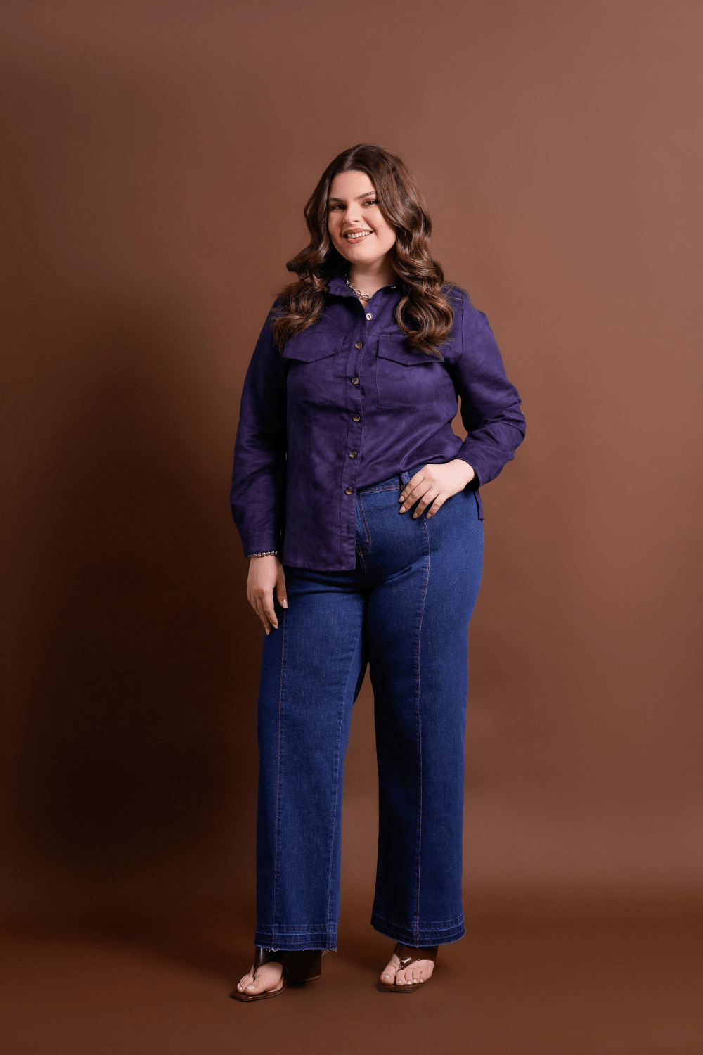 CALÇA PLUS SIZE FEMININO RETA JEANS DELINEAR